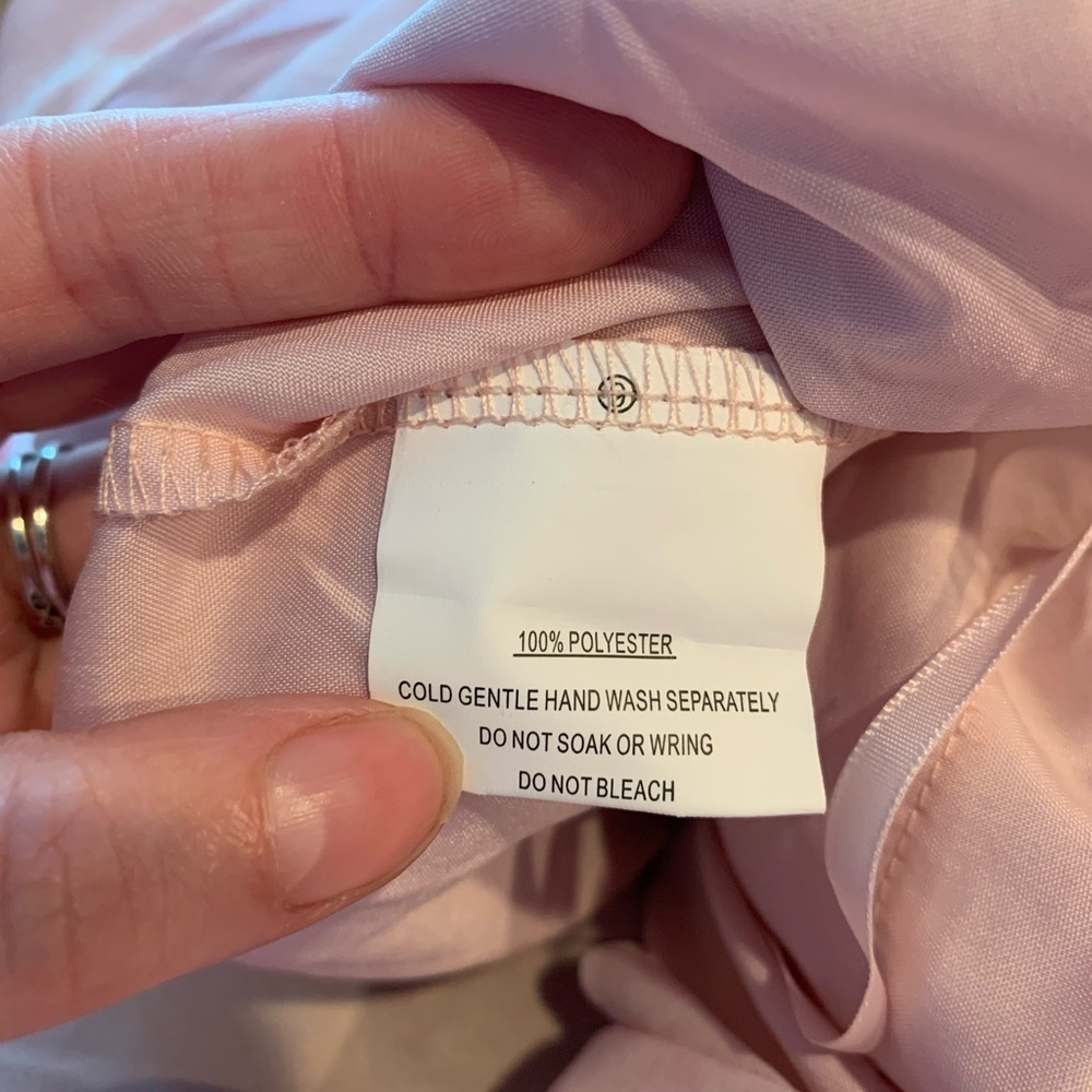 Selfie Leslie nwt Veda Ruffle Strap Split Maxi Dress Roses Blush - Picture 10 of 10